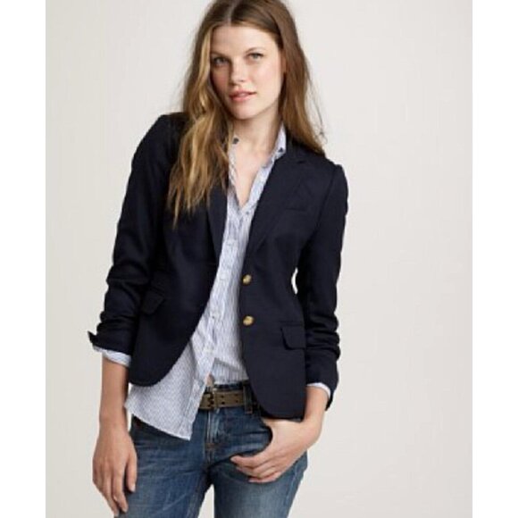 NEW! J.Crew Schoolboy Blazer Wool Blend Navy Blue SZ 6 - Picture 1 of 14